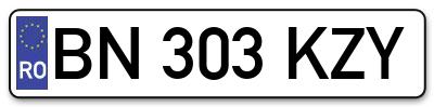 Placuta inmatriculare numar auto  BN-303-KZY, BN 303 KZY, BN303KZY