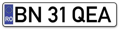 Placuta inmatriculare numar auto  BN-31-QEA, BN 31 QEA, BN31QEA