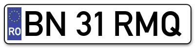 Placuta inmatriculare numar auto  BN-31-RMQ, BN 31 RMQ, BN31RMQ