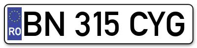 Placuta inmatriculare numar auto  BN-315-CYG, BN 315 CYG, BN315CYG