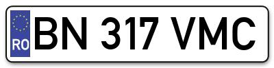 Placuta inmatriculare numar auto  BN-317-VMC, BN 317 VMC, BN317VMC