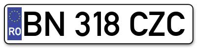 Placuta inmatriculare numar auto  BN-318-CZC, BN 318 CZC, BN318CZC