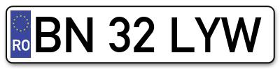 Placuta inmatriculare numar auto  BN-32-LYW, BN 32 LYW, BN32LYW