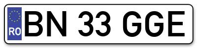 Placuta inmatriculare numar auto  BN-33-GGE, BN 33 GGE, BN33GGE