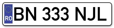 Placuta inmatriculare numar auto  BN-333-NJL, BN 333 NJL, BN333NJL
