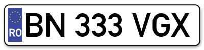 Placuta inmatriculare numar auto  BN-333-VGX, BN 333 VGX, BN333VGX
