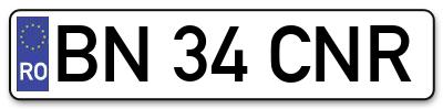 Placuta inmatriculare numar auto  BN-34-CNR, BN 34 CNR, BN34CNR