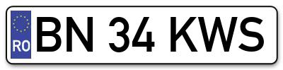 Placuta inmatriculare numar auto  BN-34-KWS, BN 34 KWS, BN34KWS