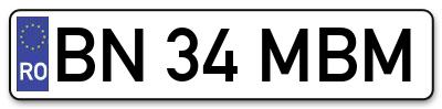 Placuta inmatriculare numar auto  BN-34-MBM, BN 34 MBM, BN34MBM