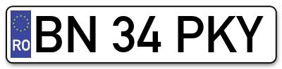 Placuta inmatriculare numar auto  BN-34-PKY, BN 34 PKY, BN34PKY