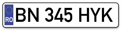 Placuta inmatriculare numar auto  BN-345-HYK, BN 345 HYK, BN345HYK