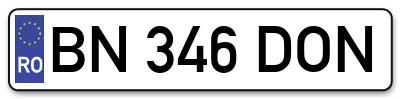 Placuta inmatriculare numar auto  BN-346-DON, BN 346 DON, BN346DON