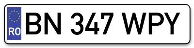Placuta inmatriculare numar auto  BN-347-WPY, BN 347 WPY, BN347WPY