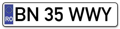 Placuta inmatriculare numar auto  BN-35-WWY, BN 35 WWY, BN35WWY