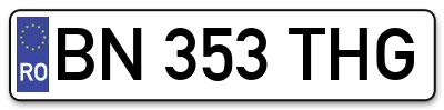Placuta inmatriculare numar auto  BN-353-THG, BN 353 THG, BN353THG