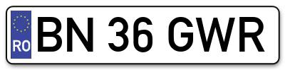 Placuta inmatriculare numar auto  BN-36-GWR, BN 36 GWR, BN36GWR