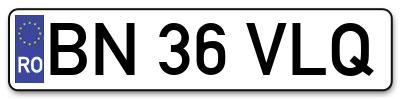 Placuta inmatriculare numar auto  BN-36-VLQ, BN 36 VLQ, BN36VLQ