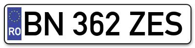 Placuta inmatriculare numar auto  BN-362-ZES, BN 362 ZES, BN362ZES