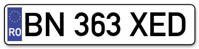 Placuta inmatriculare numar auto  BN-363-XED, BN 363 XED, BN363XED