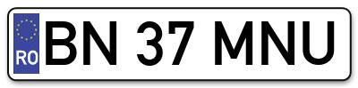 Placuta inmatriculare numar auto  BN-37-MNU, BN 37 MNU, BN37MNU