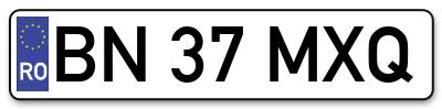 Placuta inmatriculare numar auto  BN-37-MXQ, BN 37 MXQ, BN37MXQ