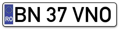 Placuta inmatriculare numar auto  BN-37-VNO, BN 37 VNO, BN37VNO