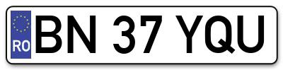 Placuta inmatriculare numar auto  BN-37-YQU, BN 37 YQU, BN37YQU
