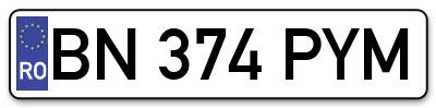 Placuta inmatriculare numar auto  BN-374-PYM, BN 374 PYM, BN374PYM