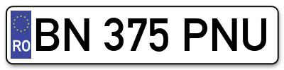Placuta inmatriculare numar auto  BN-375-PNU, BN 375 PNU, BN375PNU