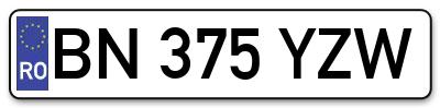 Placuta inmatriculare numar auto  BN-375-YZW, BN 375 YZW, BN375YZW
