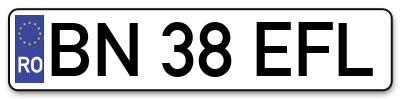 Placuta inmatriculare numar auto  BN-38-EFL, BN 38 EFL, BN38EFL