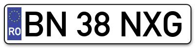 Placuta inmatriculare numar auto  BN-38-NXG, BN 38 NXG, BN38NXG