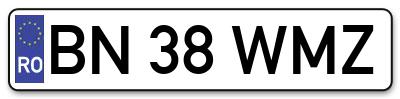 Placuta inmatriculare numar auto  BN-38-WMZ, BN 38 WMZ, BN38WMZ