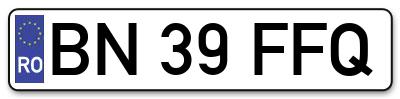 Placuta inmatriculare numar auto  BN-39-FFQ, BN 39 FFQ, BN39FFQ