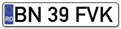 Placuta inmatriculare numar auto  BN-39-FVK, BN 39 FVK, BN39FVK