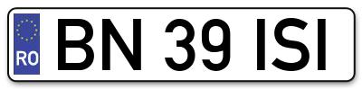 Placuta inmatriculare numar auto  BN-39-ISI, BN 39 ISI, BN39ISI