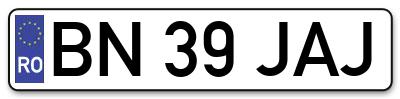 Placuta inmatriculare numar auto  BN-39-JAJ, BN 39 JAJ, BN39JAJ
