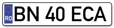 Placuta inmatriculare numar auto  BN-40-ECA, BN 40 ECA, BN40ECA