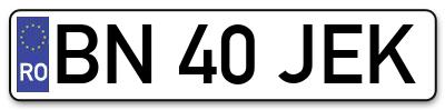 Placuta inmatriculare numar auto  BN-40-JEK, BN 40 JEK, BN40JEK