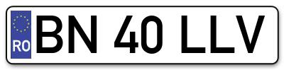 Placuta inmatriculare numar auto  BN-40-LLV, BN 40 LLV, BN40LLV