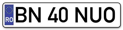 Placuta inmatriculare numar auto  BN-40-NUO, BN 40 NUO, BN40NUO