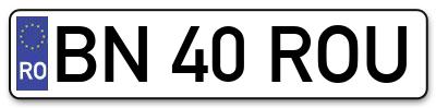 Placuta inmatriculare numar auto  BN-40-ROU, BN 40 ROU, BN40ROU