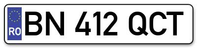 Placuta inmatriculare numar auto  BN-412-QCT, BN 412 QCT, BN412QCT