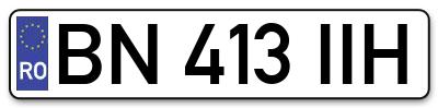 Placuta inmatriculare numar auto  BN-413-IIH, BN 413 IIH, BN413IIH
