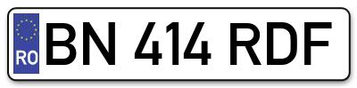 Placuta inmatriculare numar auto  BN-414-RDF, BN 414 RDF, BN414RDF