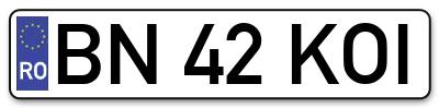 Placuta inmatriculare numar auto  BN-42-KOI, BN 42 KOI, BN42KOI