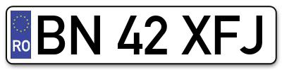Placuta inmatriculare numar auto  BN-42-XFJ, BN 42 XFJ, BN42XFJ