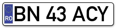 Placuta inmatriculare numar auto  BN-43-ACY, BN 43 ACY, BN43ACY