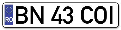 Placuta inmatriculare numar auto  BN-43-COI, BN 43 COI, BN43COI