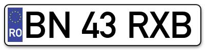 Placuta inmatriculare numar auto  BN-43-RXB, BN 43 RXB, BN43RXB